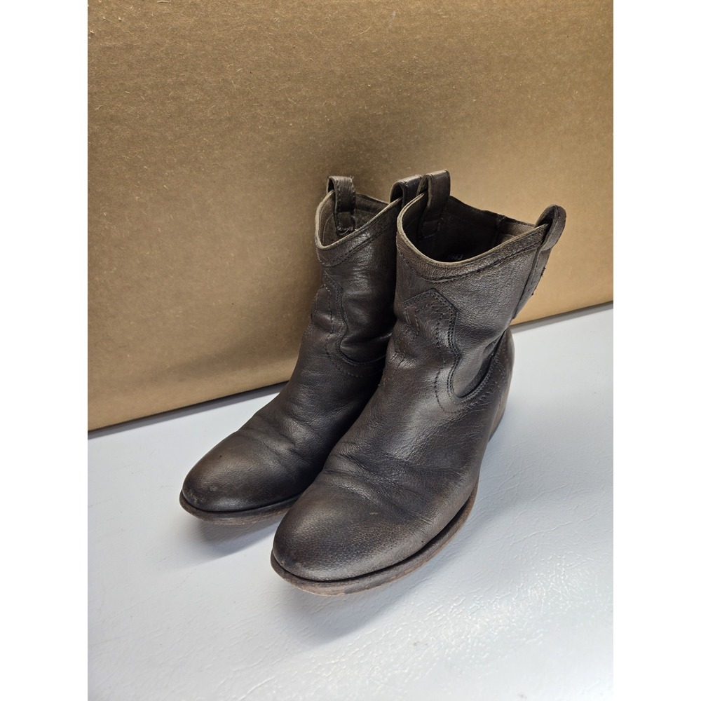 Frye Carson Shortie Leather Boots Womens 7.5B Brown Western Moto Made in Mexico